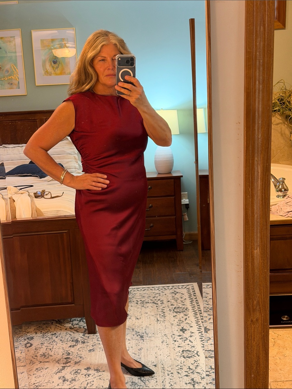 Banana Republic Sleeveless Burgundy Midi Sheath Dress